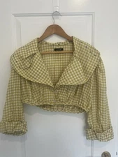 Animale Women’s Check Long Sleeve Cropped Top. Size 8