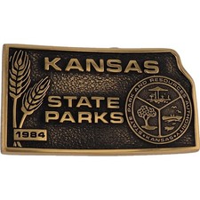 Brass Kansas State Parks Dnr Department Natural Resource Nos Vintage Belt Buckle
