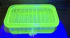 Vtg Green Depression Uranium Glass Refrigerator Dish Unmarked Anchor Hocking