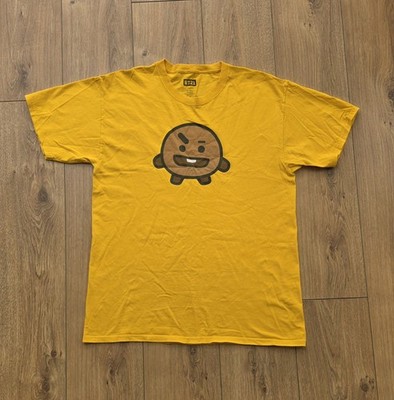 BT21 x Shooky Shirt Yellow Short Sleeve Graphic Tee Size Large T-Shirt BTS Mens