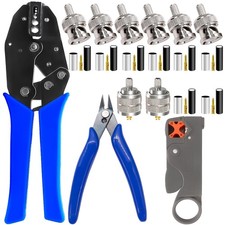 Coaxial Cable Tool Kit,Bnc Crimp Tool with 8PCS BNC/UHF Crimp Male Connectors 1P