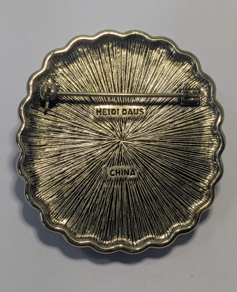 ** (NOS) Prendedor de cristal azul esmalte negro pétalos Heidi Daus Posh AO-68 Foto 3 de 4