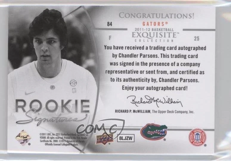 2011-12 Exquisite Collection Rookie Signatures /199 Chandler Parsons #84 Auto - Image 2 of 2