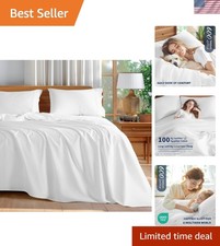 Breathable  Eco-Friendly 600 Thread Count Queen Sheets - Luxurious White Cotton