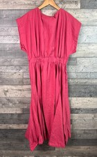 Free People Outta Here Midi Dress Size Large Pink Boho Flare Cotton