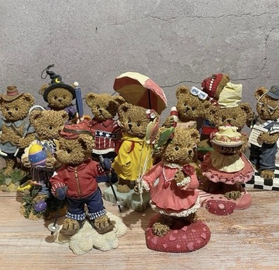 Home Interiors 2002 Kuddles Korner Bears  By Month Figurines Complete Set of 12