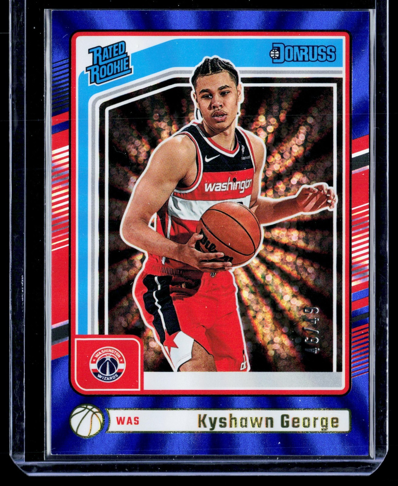 2024-25 Panini Donruss - Rated Rookie Kyshawn George #225 Blue Laser /49 (RC)