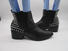Steve Madden Ashley Black Leather Chelsea Studded Ankle Booties Womens Size 8