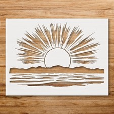 Sun Setting on Horizon Wall Art Reusable Plastic Stencil Physical Product - S
