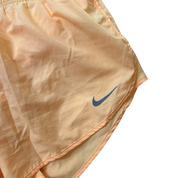 Nike Dri Fit Running Shorts Women's Size Large Orange Yellow Zipper Pocket - Image 3 of 4