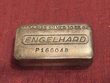 Vintage Engelhard Old Poured 10 oz .999 Fine Silver Bar