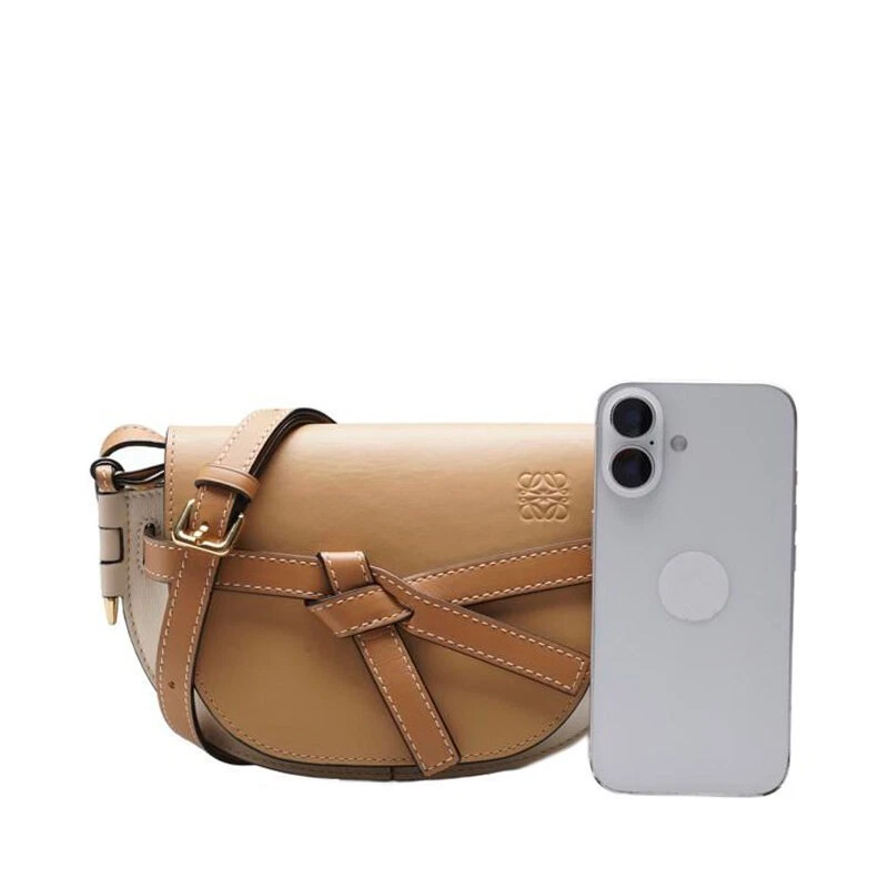 Borsa a tracolla Loewe beige pelle di vitello gate doppia mini donna A650N46X08 2451