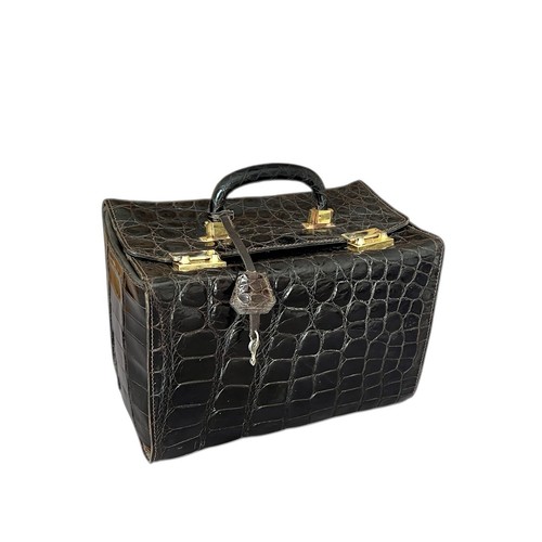 Coffre De Rangement Vanity Simili Cuir Marron à Carreaux - Grand