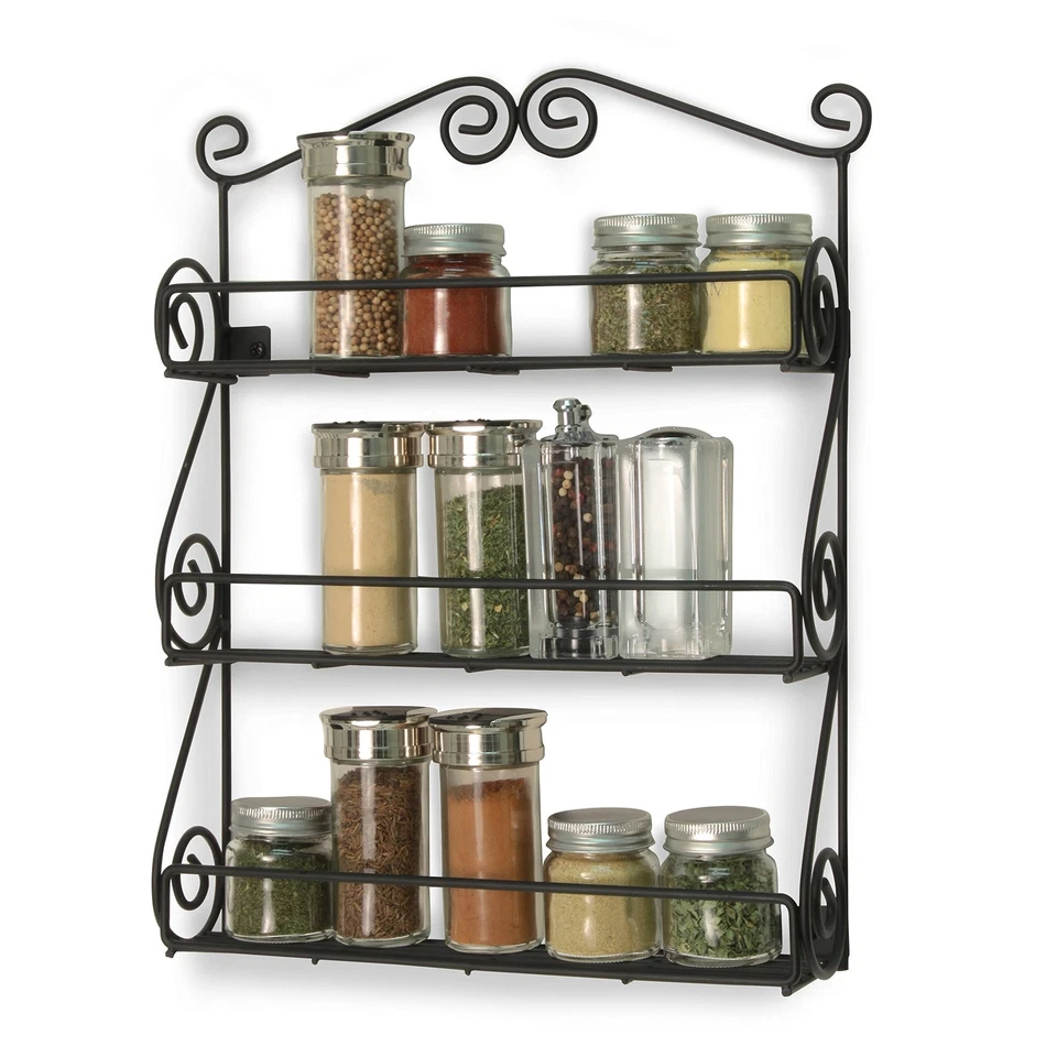 Spectrum Diversified Scroll Spice Wall Mount Rack, Black - Image 4 of 4
