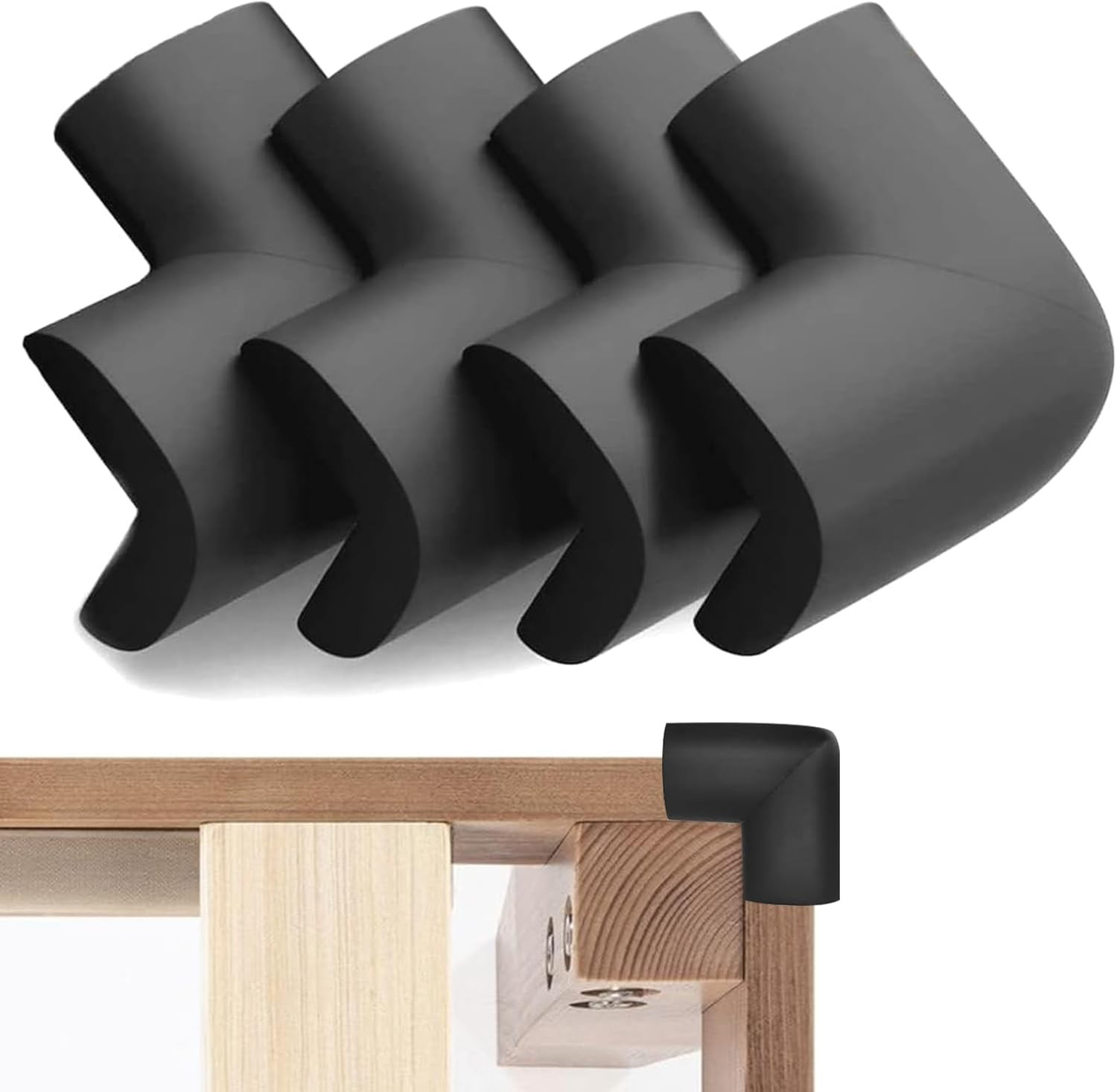 Corner Protector Black: 4 Pack Foam Rubber Guards Bumpers Fo