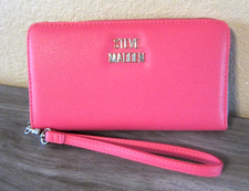 Steve Madden Pink Zip-Around Wallet Wristlet with Card Slots Faux Leather