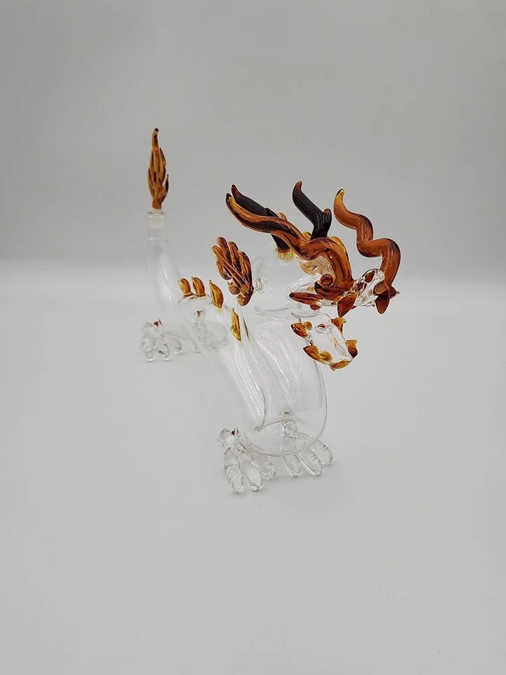 Handblown Glass Bar Art Dancing Dragon Drinking Whiskey Wine Decanter - Image 2 of 4
