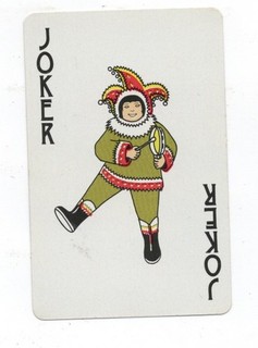 RARE VINTAGE "Eskimo in Green/Red/Yellow" JOKER Play Card #04