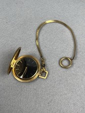 Colibri Pocket Watch 1960s 17 Jewel Incabloc Working Swiss 14k Gold Filled Chain