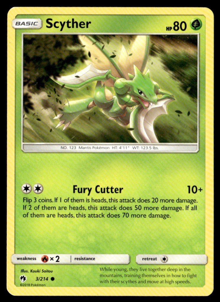 Scyther Common  SM - Lost Thunder 3/214 LP Pokémon TCG