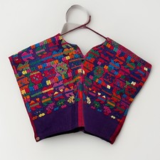 Vintage Handwoven Guatemalan Huipil Bright Colorful Poncho Abstract Animals