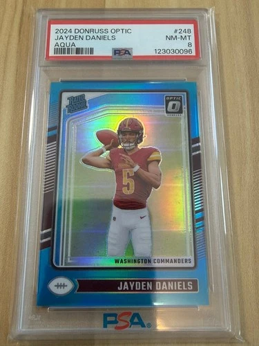 2024 Panini Donruss Optic Jayden Daniels Aqua /299 PSA 8 RC #248