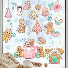 Mfault 148 PCS Merry Christmas Gingerbread Window Clings 9 Sheets, Xmas Ginge...