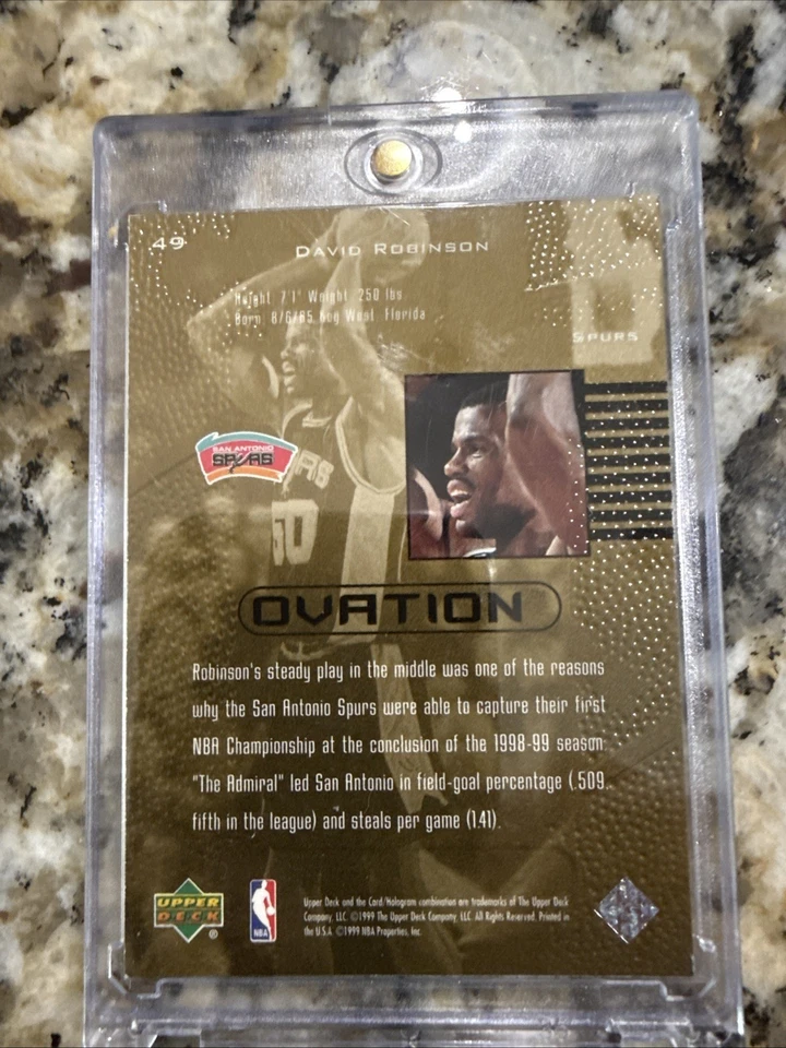 1999-00 Upper Deck Ovation David Robinson #49 HOF - Image 3 of 3