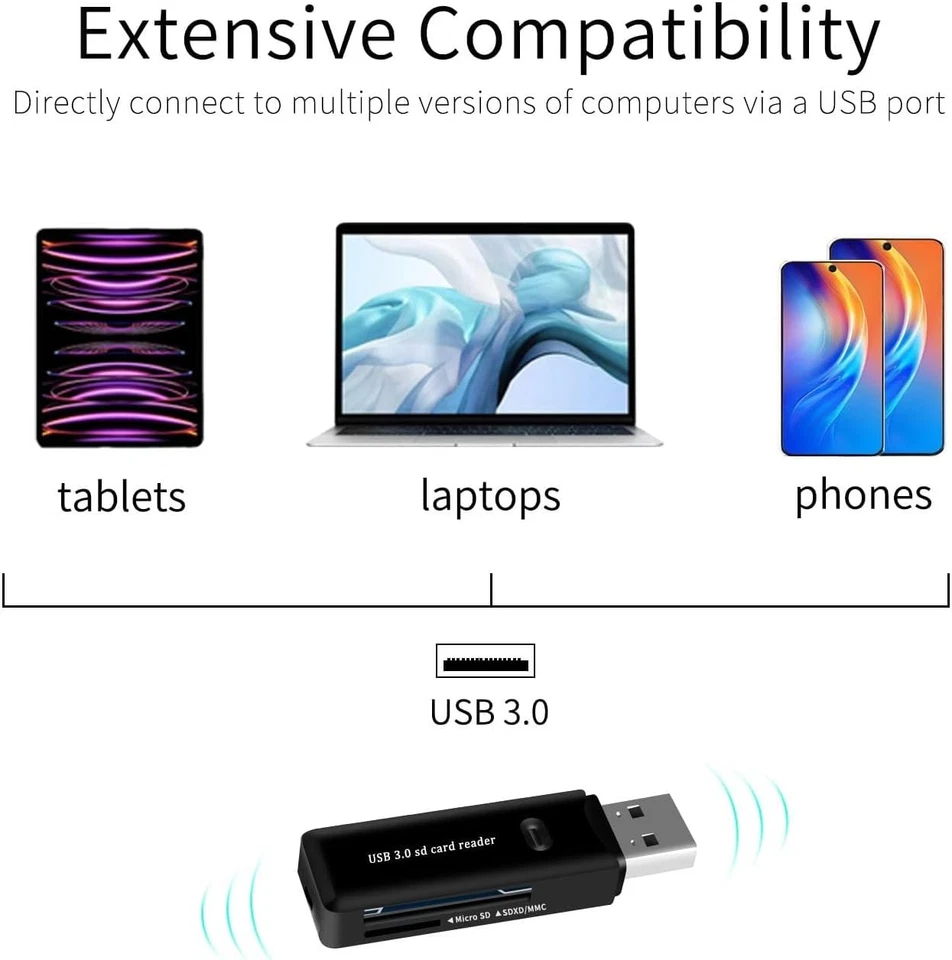 USB 3.0 SD Card Reader for PC, Laptop, Mac, Windows, Linux, Black - Image 3 of 4