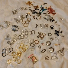 100 Pc lot of Handbag accessories hardware Rings, clips, buckles, Zippers 