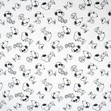Cotton jersey Snoopy white children's fabric sold by the meter (price = 0.5m)