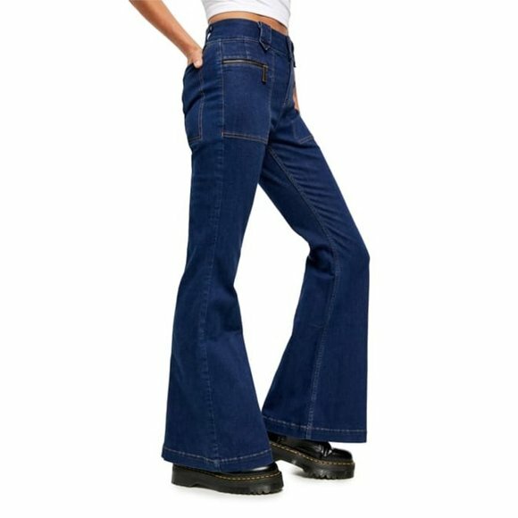 stretch denim flare jeans