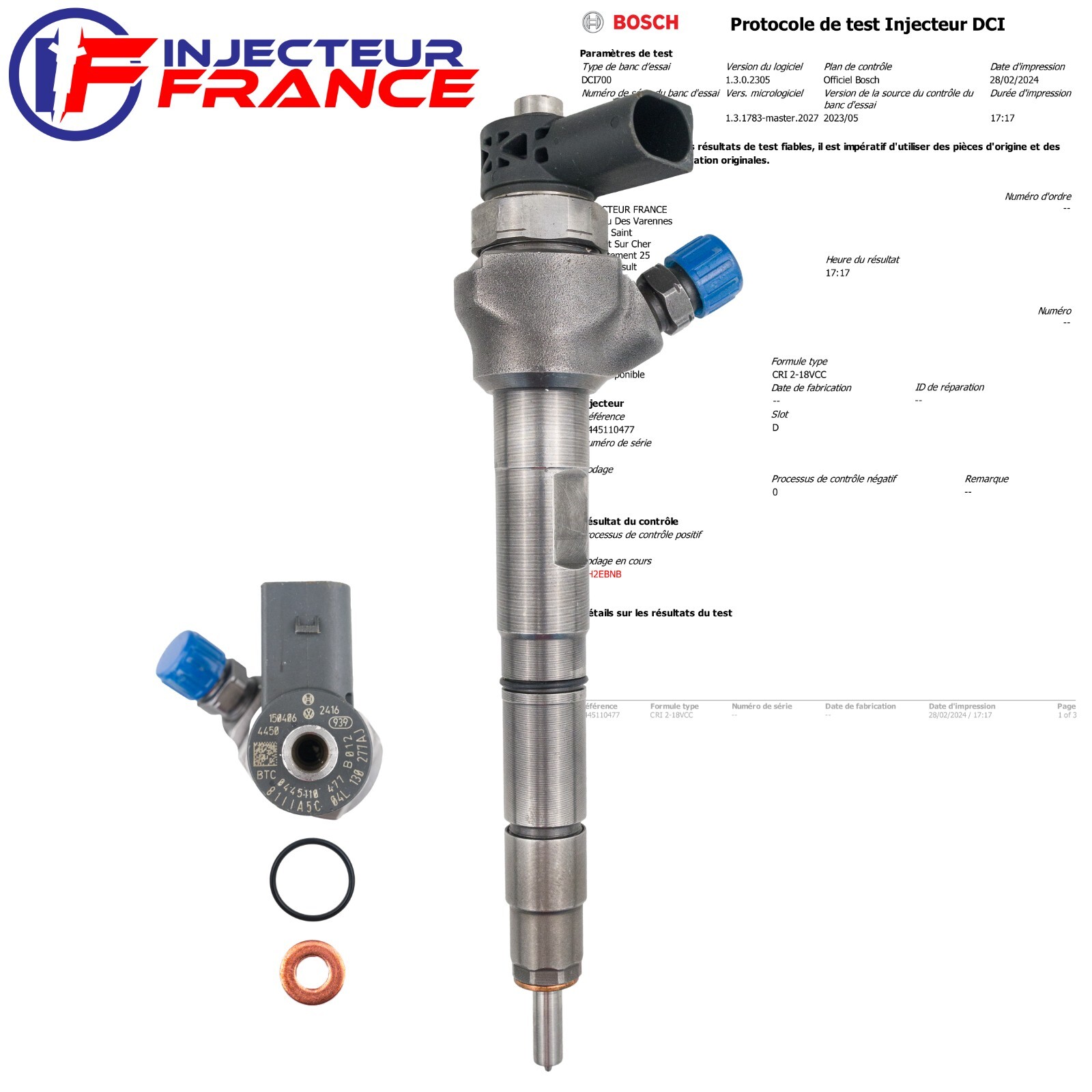 0445110477  Injecteur  Audi A3 VW Seat Leon 1.6 TDI  0445110476
