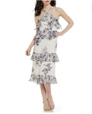 NWT Gianni Bini Women's Ruffle Erin Dress Porcelain Print 2