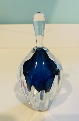 Young & Constantin Handblown Cobalt Blue/Clear Glass Perfume Bottle Signed 6 