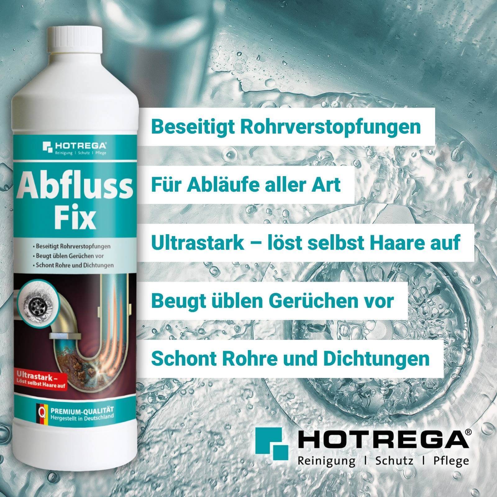 ABACUS® Abflussreiniger & Rohrreiniger, Rohrfrei, Abflussfrei – Entfernt Haare Und Ablagerungen In Rohren Und Abflüssen – Abflussreiniger 3x 1000 Ml (7596 - Foto 8