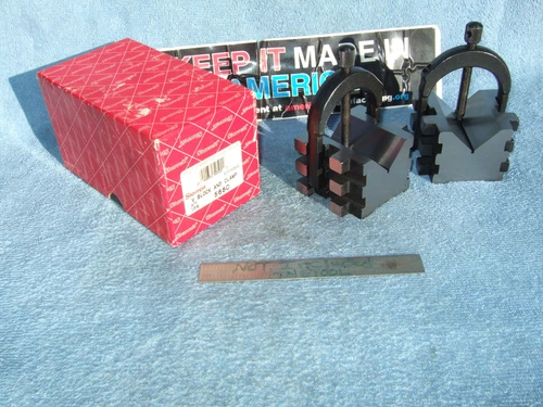 STARRETT 568 V BLOCKS N BOX W/CLAMPS USED TOOLMAKER MACHINIST CLEAN VINTAGE 4g