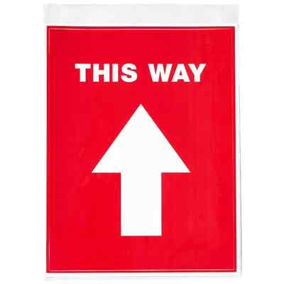 5- Avery Directional ''This Way'' Preprinted Floor Decals 8'' x 10.5'' Red/White