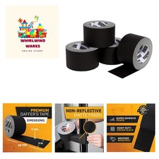 Black Gaffers Tape 30 Yards x 3 inches - 4 Pack - No Residue, Water Resistant...