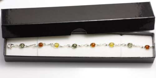 NATURAL BALTIC AMBER Gemstone Jewellery STERLING SILVER 925 BRACELET Certified - Picture 6 of 8