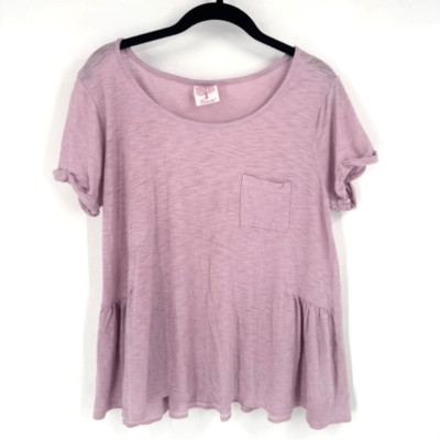 Freeloader Heathered purple scoop neck pocket baby doll shirt Medium 100% cotton