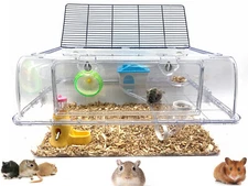 LARGE Deluxe 2-Levels Acrylic Hamster Palace Mouse Habitat Gerbil Home Rat Cage