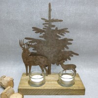 Formano Teelichthalter Hirsch Wald Metall Zink Herbst Weihnachten Geschenk