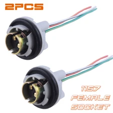 2pcs 1157 2357 2057 Female Socket Front Turn Signal Light Wire Harness Connector