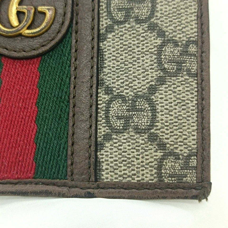 GUCCI Estuche para Tarjetas Cuero/Lona Ophidia GG Marrón Oscuro Cartera Rango AB 597617/2091 Foto 4 de 4