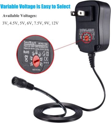 UNIVERSAL AC/DC POWER Adapter Supply Charger 3V-12V Adjustable Voltage