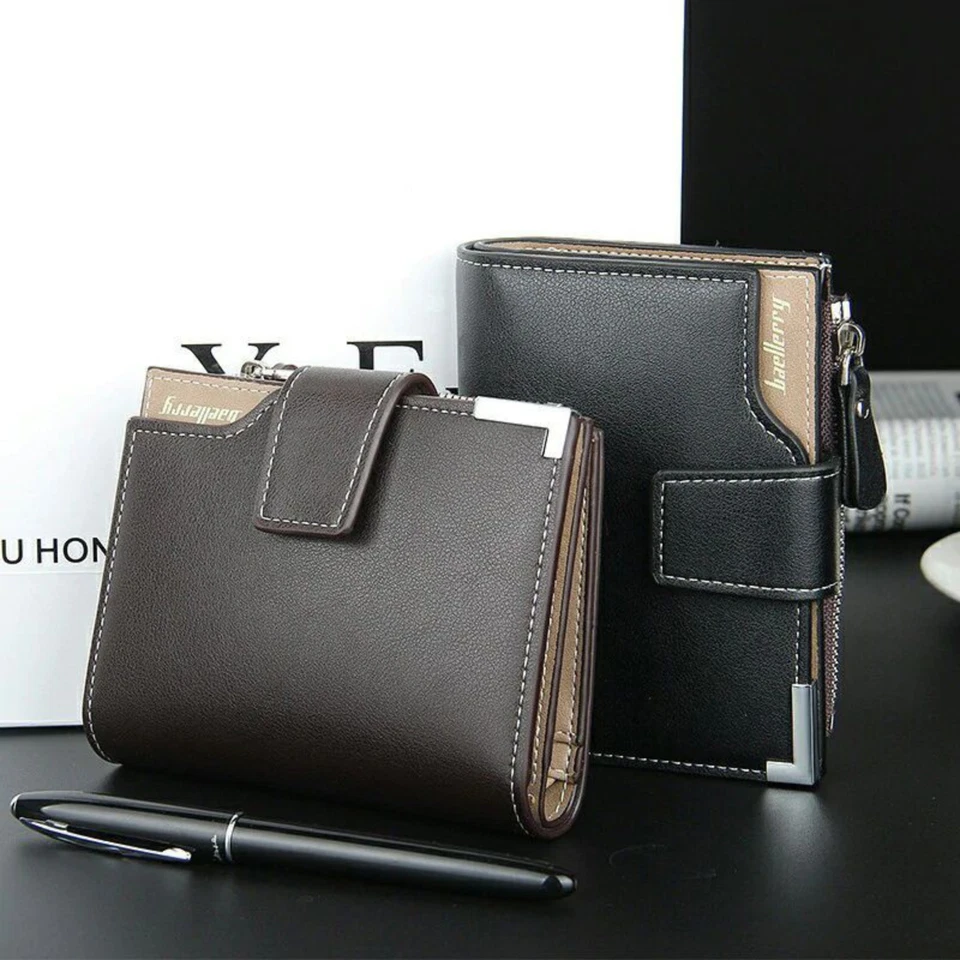 Mens Designer Leather Wallet, Men Wallet with Snap Button - Image 3 of 4