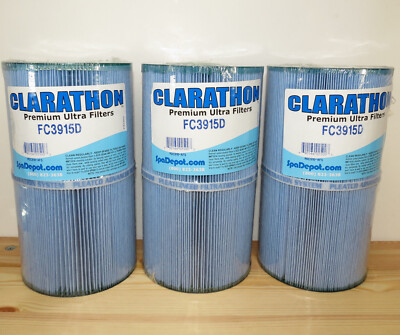 Clarathon Dual-Core Antimicrobial Filter 3 Lot for Hot Spring/Watkins FC3915D 