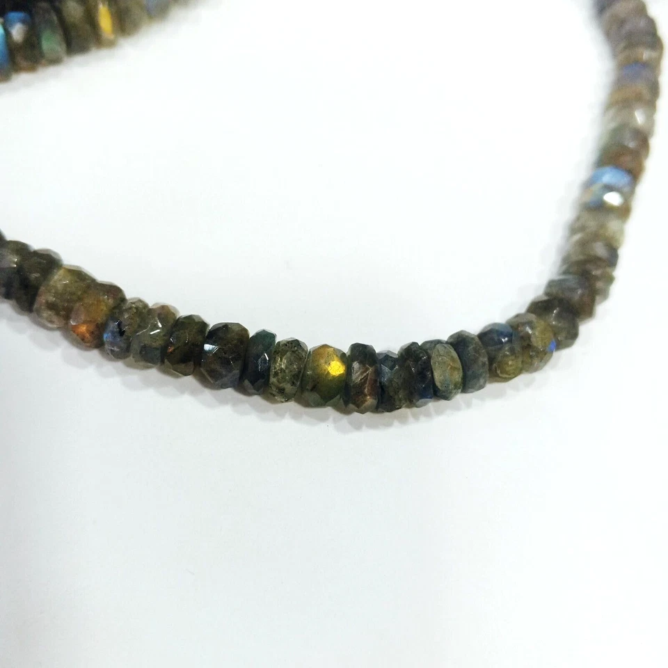 Cuentas de labradorita llamativas azules naturales AAA/labradorita facetada rondelle de fuego azul Foto 2 de 4