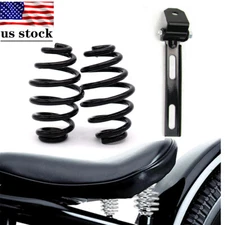 Black Mounting Saddle Seat Spring & Bracket Kit for Harley Softail Copper 3''